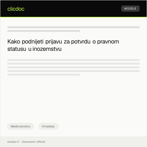 Document preview: Prijava za potvrdu o sudskoj i izvršnoj pravdi u inozemstvu — Međunarodno, Hrvatska