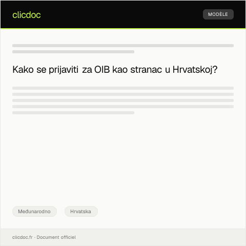 Document preview: Prijava za potvrdu o identifikacijskom broju (OIB) za strance — Međunarodno, Hrvatska