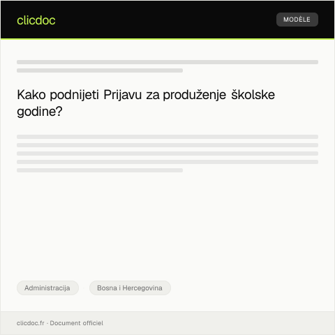 Document preview: Prijava za produženje školske godine — Administracija, Bosna i Hercegovina