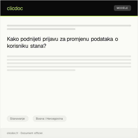 Document preview: Prijava za promjenu podataka o korisniku stana — Stanovanje, Bosna i Hercegovina