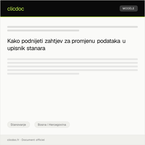 Document preview: Prijava za promjenu podataka u upisnik stanara — Stanovanje, Bosna i Hercegovina