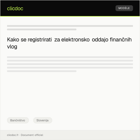 Document preview: Prijava za registracijo za elektronsko oddajo finančnih vlog — Bančništvo, Slovenija