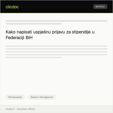 Document preview: Prijava za stipendije za studente u Federaciji BiH — Obrazovanje, Bosna i Hercegovina