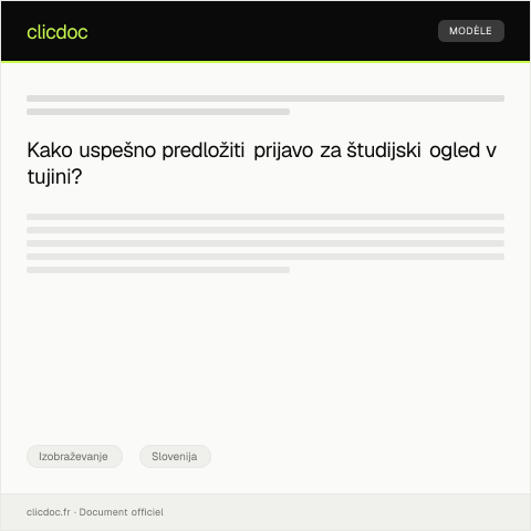 Document preview: Prijava za študijski ogled v tuji univerzi prek eUprava — Izobraževanje, Slovenija