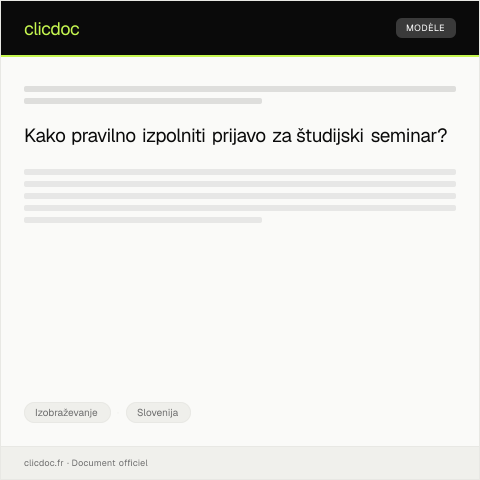 Document preview: Prijava za študijski seminar prek eUprava — Izobraževanje, Slovenija