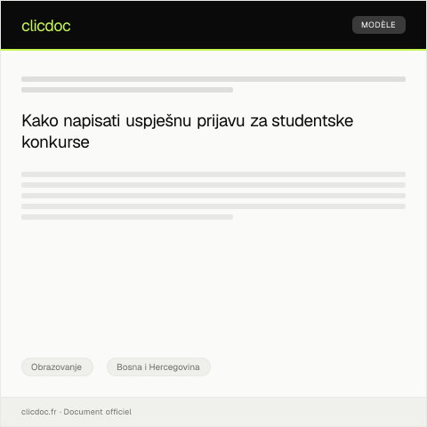 Document preview: Prijava za sudjelovanje u studentskim konkursima — Obrazovanje, Bosna i Hercegovina