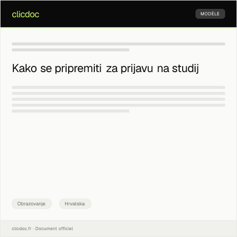 Document preview: Prijava za upis na dodiplomski ili diplomski studij — Obrazovanje, Hrvatska