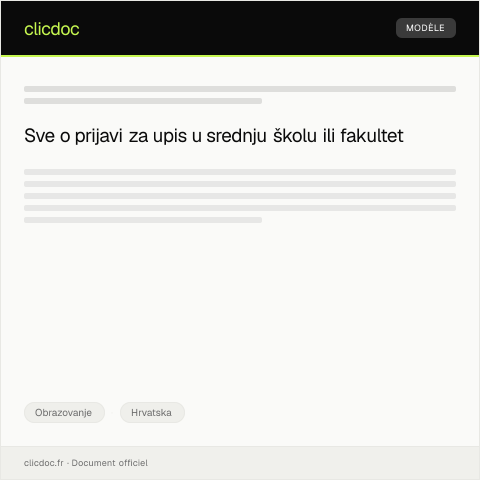 Document preview: Prijava za upis u srednju školu ili fakultet — Obrazovanje, Hrvatska
