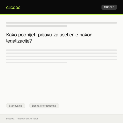 Document preview: Prijava za useljenje nakon legalizacije objekta — Stanovanje, Bosna i Hercegovina