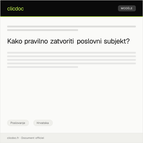 Document preview: Prijava zatvaranja poslovnog subjekta — Poslovanje, Hrvatska