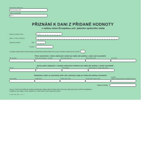 Document preview: Přiznání k dani ve zvláštním režimu jednoho správního místa – OSS (režim mimo Evropskou unii) — Daň z přidané hodnoty — Vyměřovací řízení, Česko (CERFA n°25 5569)