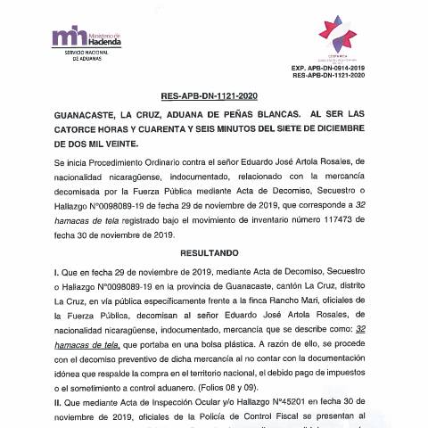 Vista previa del documento RES APB DN 1121 2020.Expediente APB DN 0914 2019.Obligado Tributario Indocumentado — Documento tributario, Costa Rica (CERFA n°RES-APB-DN-1121-2020.ExpedienteAPB-DN-0914-2019.ObligadoTributarioIndocumentado)