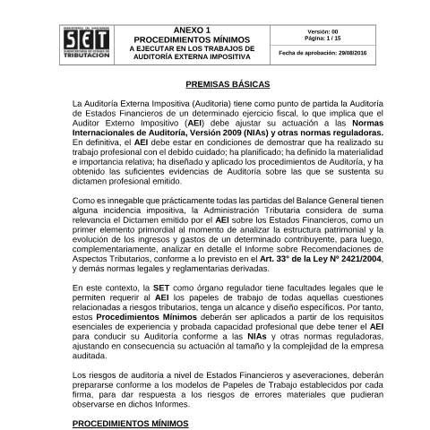 Vista previa del documento Resolución General Nº 093 16 Anexo 1 — Auditores Externos Impositivos, Paraguay