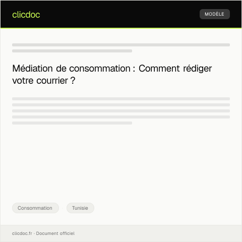 Aperçu du document Procédure de médiation de la consommation – Formulaire C008 — Consommation, Tunisie