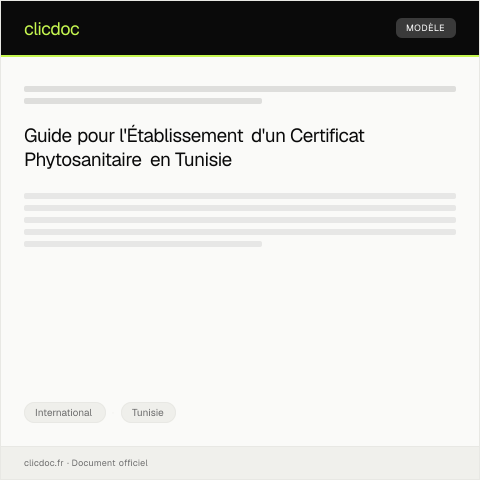 Aperçu du document Procédure d'établissement du certificat phytosanitaire — International, Tunisie