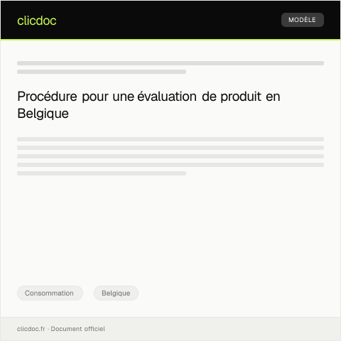 Aperçu du document Procédure pour obtenir une évaluation de produit — Consommation, Belgique