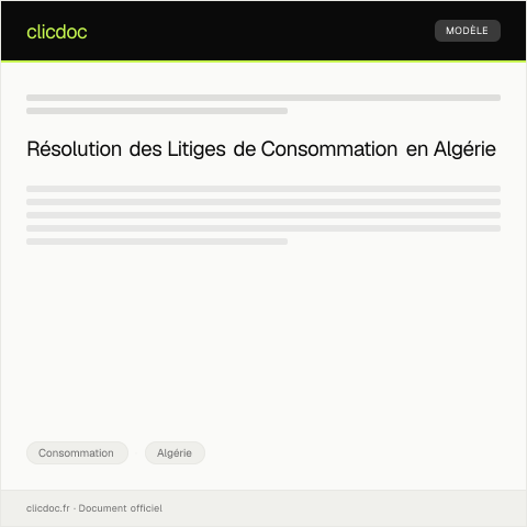 Aperçu du document Procédure de médiation pour litige de consommation — Consommation, Algérie
