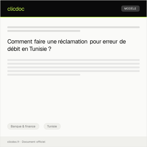 Aperçu du document Procédure de réclamation pour erreur de débit — Banque & finance, Tunisie