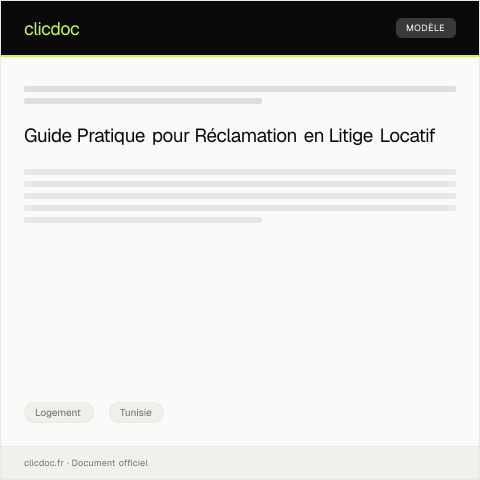 Aperçu du document Procédure de réclamation en cas de litige locatif (DRECxxx) — Logement, Tunisie