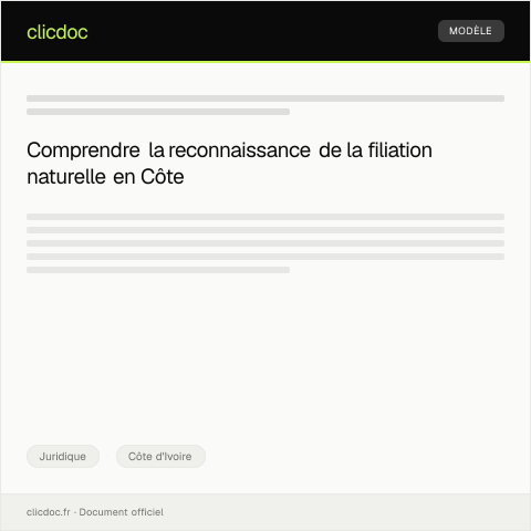 Aperçu du document Procédure de reconnaissance de filiation naturelle — Juridique, Côte d'Ivoire