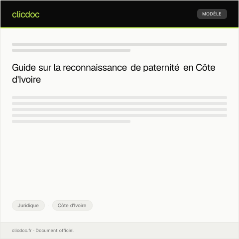 Aperçu du document Procédure de reconnaissance de paternité — Juridique, Côte d'Ivoire