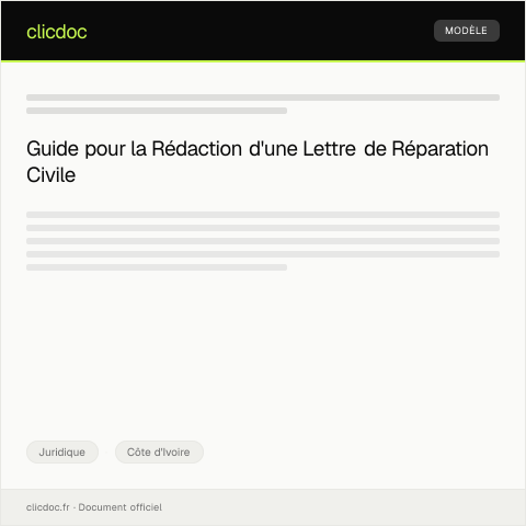Aperçu du document Procédure de réparation civile post-domestique — Juridique, Côte d'Ivoire