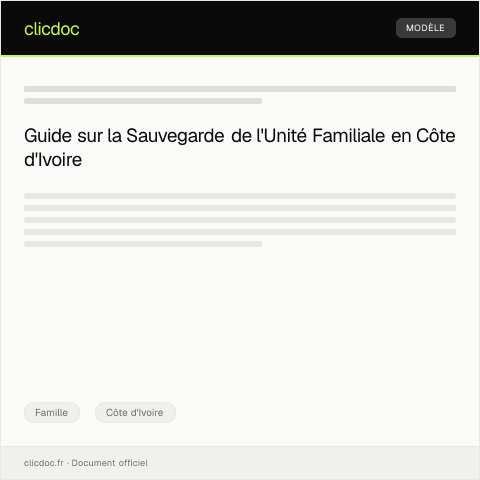 Aperçu du document Procédure de sauvegarde de l'unité familiale — Famille, Côte d'Ivoire
