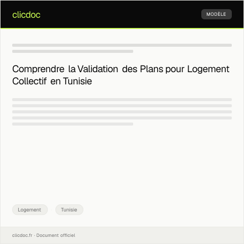 Aperçu du document Procédure de validation de plans pour logement collectif (PVPLxxx) — Logement, Tunisie