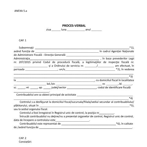 Document preview: Proces-verbal (OPANAF 3711/2015) — Documente emise, România (CERFA n°O3711_15_A5)