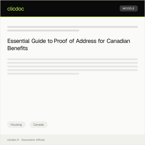 Document preview: Proof of Address for Government Benefits — Housing, Canada