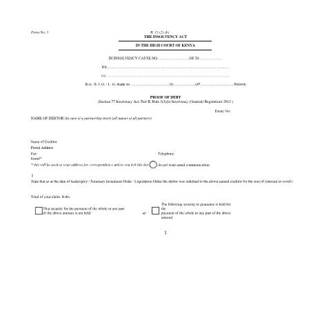Document preview: form5 — Form, Kenya (CERFA n°form5)