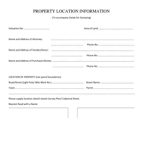 Document preview: Property Location Form — Form, Trinidad & Tobago (CERFA n°PROPERTY LOCATION FORM)