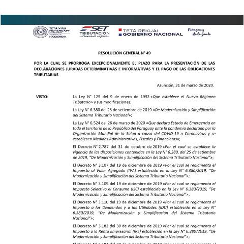 Vista previa del documento Resolucion General N° 49-2020 — Isc, Paraguay