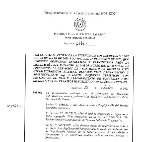 Vista previa del documento Decreto N° 6144-2021 — Iva, Paraguay