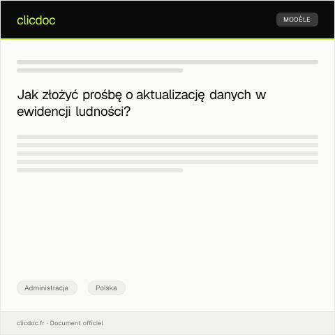 Document preview: Prośba o aktualizację danych w ewidencji ludności — Administracja, Polska