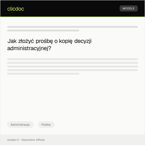 Document preview: Prośba o kopię decyzji administracyjnej — Administracja, Polska