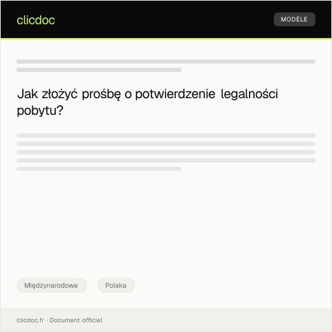 Document preview: Prośba o potwierdzenie legalności pobytu — Międzynarodowe, Polska