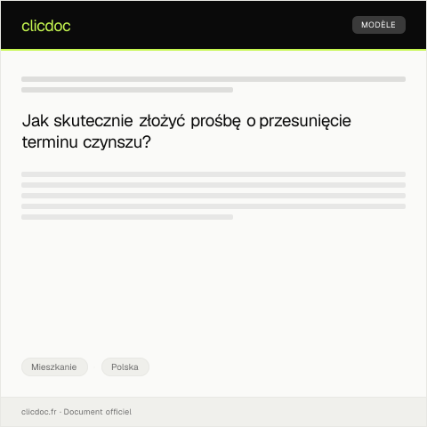 Document preview: Prośba o przesunięcie terminu opłaty za czynsz — Mieszkanie, Polska