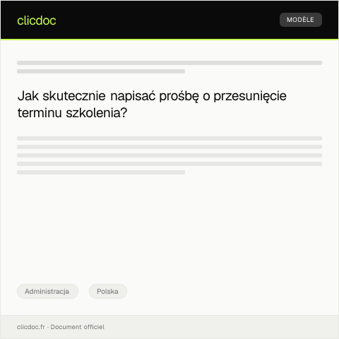 Document preview: Prośba o przesunięcie terminu szkolenia zawodowego — Administracja, Polska