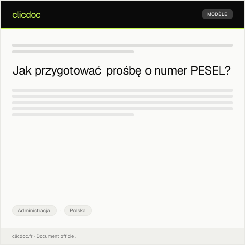 Document preview: Prośba o przyznanie numeru PESEL — Administracja, Polska