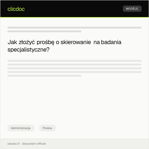 Document preview: Prośba o skierowanie na badania specjalistyczne — Administracja, Polska