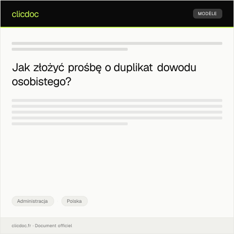Document preview: Prośba o wydanie duplikatu dowodu osobistego — Administracja, Polska