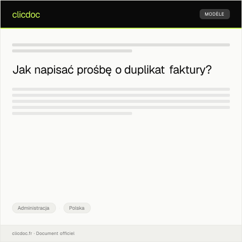 Document preview: Prośba o wydanie duplikatu faktury — Administracja, Polska