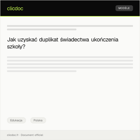 Document preview: Prośba o wydanie duplikatu świadectwa ukończenia szkoły — Edukacja, Polska