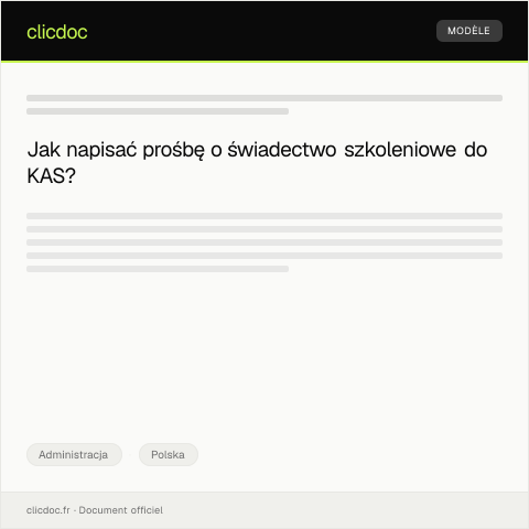 Document preview: Prośba o wydanie świadectwa szkoleniowego — Administracja, Polska