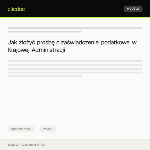 Document preview: Prośba o wydanie zaświadczenia podatkowego — Administracja, Polska