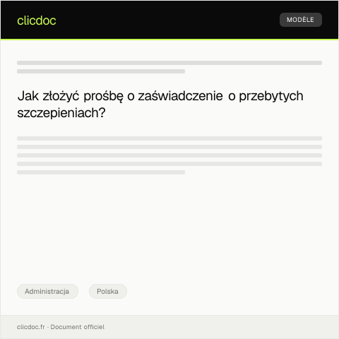 Document preview: Prośba o zaświadczenie o przebytych szczepieniach — Administracja, Polska