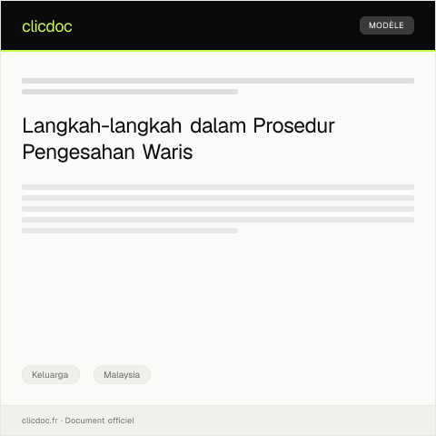Document preview: Prosedur Pengesahan Waris untuk Hak Penjagaan Harta — Keluarga, Malaysia