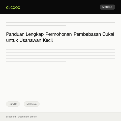 Document preview: Prosedur Permohonan Pembebasan Cukai untuk Usahawan Kecil — Juridik, Malaysia