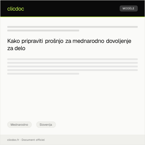 Document preview: Prošnja za mednarodno dovoljenje za delo v tujini — Mednarodno, Slovenija